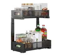 Générique Under Sink Organizer, 2 Tier Storage Rack, 19.69x15.67in Adjustable Kitchen Shelf, Space-Saving Design, Authentic Slide Drawers for Bathroom, Pantry, Closet, Laundry Room