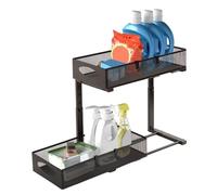 Générique Under Sink Organizer, 2 Tier Storage Shelf, Adjustable Height Rack for Household Organization, Compact Kitchen Pantry Holder, Closet Bathroom Utility Shelf Laundry Room Space Saver