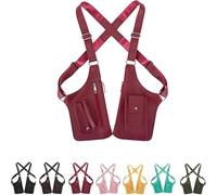 Générique Underarm Shoulder Bag for Men Women, Leather Double Shoulder Armor, Anti-Theft Hidden Adjustable Strap Holster (Wine Red)