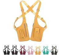 Générique Underarm Shoulder Bag for Men Women, Leather Double Shoulder Armor, Anti-Theft Hidden Adjustable Strap Holster (Yellow)