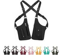 Générique Underarm Shoulder Bag for Men Women, Leather Double Shoulder Armor, Anti-Theft Hidden Adjustable Strap Holster (Black)