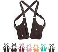 Générique Underarm Shoulder Bag for Men Women, Leather Double Shoulder Armor, Anti-Theft Hidden Adjustable Strap Holster (Brown)