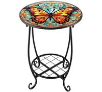 Générique Une Petite Table d'appoint Ronde | Table à Boissons en Métal à Motif Animalier | Table Basse pour Usage à l'extérieur | pour terrasse, Balcon, Jardin, Cour, Salon, Chambre, intérieure