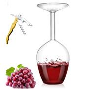 Générique Unique Creative Upside-Down Red Wine Glass,14 Fluid Ounce Long Stem Inverted Cocktail Glasses,Rotating Rolling Un-Spillable Fun Inverted Wine Cup for Champagne Beer Table Decoration Gift