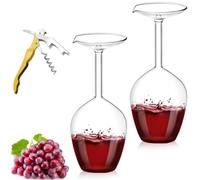 Générique Unique Creative Upside-Down Red Wine Glass,14 Fluid Ounce Long Stem Inverted Cocktail Glasses,Rotating Rolling Un-Spillable Fun Inverted Wine Cup for Champagne Beer Table Decoration Gift
