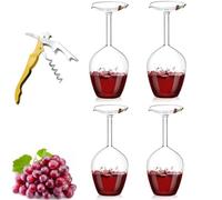 Générique Unique Creative Upside-Down Red Wine Glass,14 Fluid Ounce Long Stem Inverted Cocktail Glasses,Rotating Rolling Un-Spillable Fun Inverted Wine Cup for Champagne Beer Table Decoration Gift