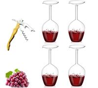 Générique Unique Creative Upside-Down Red Wine Glass,14 Fluid Ounce Long Stem Inverted Cocktail Glasses,Rotating Rolling Un-Spillable Fun Inverted Wine Cup for Champagne Beer Table Decoration Gift