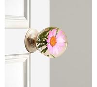 Générique Unique Decorative Door Handle, Round Glass Bead Door Handle, Nature Style Transparent Animal Crystal Doors Knobs Pull Handles, Retro Round Resin Epoxy Flower Doors Knob Retro(Y,7cm)