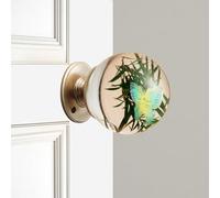 Générique Unique Decorative Door Handle, Round Glass Bead Door Handle, Nature Style Transparent Animal Crystal Doors Knobs Pull Handles, Retro Round Resin Epoxy Flower Doors Knob Retro(I,7cm)