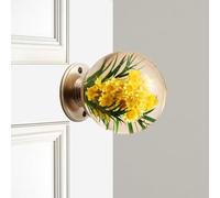 Générique Unique Decorative Door Handle, Round Glass Bead Door Handle, Nature Style Transparent Animal Crystal Doors Knobs Pull Handles, Retro Round Resin Epoxy Flower Doors Knob Retro(X,7cm)