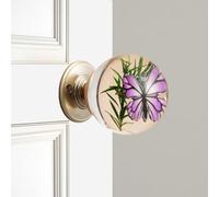 Générique Unique Decorative Door Handle, Round Glass Bead Door Handle, Nature Style Transparent Animal Crystal Doors Knobs Pull Handles, Retro Round Resin Epoxy Flower Doors Knob Retro(W,5cm)