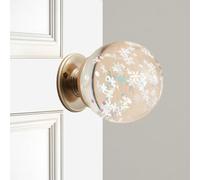 Générique Unique Decorative Door Handle, Round Glass Bead Door Handle, Nature Style Transparent Animal Crystal Doors Knobs Pull Handles, Retro Round Resin Epoxy Flower Doors Knob Retro(E,6cm)