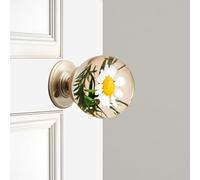 Générique Unique Decorative Door Handle, Round Glass Bead Door Handle, Nature Style Transparent Animal Crystal Doors Knobs Pull Handles, Retro Round Resin Epoxy Flower Doors Knob Retro(P,6cm)