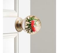 Générique Unique Decorative Door Handle, Round Glass Bead Door Handle, Nature Style Transparent Animal Crystal Doors Knobs Pull Handles, Retro Round Resin Epoxy Flower Doors Knob Retro(L,6cm)