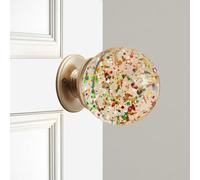 Générique Unique Decorative Door Handle, Round Glass Bead Door Handle, Nature Style Transparent Animal Crystal Doors Knobs Pull Handles, Retro Round Resin Epoxy Flower Doors Knob Retro(G,6cm)