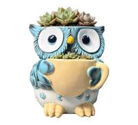 Générique Unique Owl Planter Pot,Resin Cute Owl Planter with Drainage Hole,Animals Shaped Succulent Creative Flower Pots,for Indoor Outdoor Garden Patio Home Desktop Office Windowsill Decoration