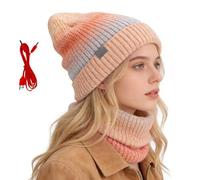 Générique Unisex Beanie with The Light - Heated Hat | 2-in-1 USB Heated Warm Beanie | Hat and Scarf Set | for Men Women Outdoor Winter Skiing Cycling Commuting Travel Business Morning Runs