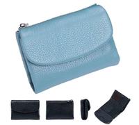 Générique Unisex Leather Wallet,5.3 in Short Genuine Leather Coin Purse with Credit Card Holder,Clutch Bags,Small Wallets for Women,Coin Holder & Cash Slots,RFID Protected (Blue)