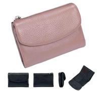 Générique Unisex Leather Wallet,5.3 in Short Genuine Leather Coin Purse with Credit Card Holder,Clutch Bags,Small Wallets for Women,Coin Holder & Cash Slots,RFID Protected (Pink)