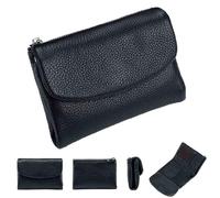 Générique Unisex Leather Wallet,5.3 in Short Genuine Leather Coin Purse with Credit Card Holder,Clutch Bags,Small Wallets for Women,Coin Holder & Cash Slots,RFID Protected (Black)
