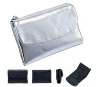 Générique Unisex Leather Wallet,5.3 in Short Genuine Leather Coin Purse with Credit Card Holder,Clutch Bags,Small Wallets for Women,Coin Holder & Cash Slots,RFID Protected (Silver)