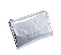 Générique Unisex Pebble Leather RFID Wallet, Small Compact Bifold Pocket Purse Multicolor, for Men & Women (Silver)