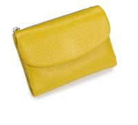 Générique Unisex Pebble Leather Wallet, 5.3In Short Genuine Leather Coin Card Holder, Can Hold Coins, Id Cards, Unisex Clutch Bags (Yellow)