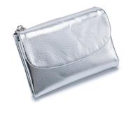 Générique Unisex Pebble Leather Wallet, 5.3In Short Genuine Leather Coin Card Holder, Can Hold Coins, Id Cards, Unisex Clutch Bags (Silver)