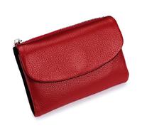 Générique Unisex Pebble Leather Wallet, 5.3In Short Genuine Leather Coin Card Holder, Can Hold Coins, Id Cards, Unisex Clutch Bags (Red-Black)