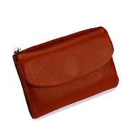 Générique Unisex Pebble Leather Wallet, 5.3In Short Genuine Leather Coin Card Holder, Short Genuine Purse for Coins and Cards, Multicolor Clutch for Women (Brick Red)