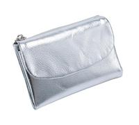 Générique Unisex Pebble Leather Wallet,Genuine Leathers Wallets for Women,Short Genuine Leather Coin Card Holder, Can Hold Coins, Id Cards (Silver)