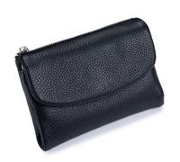 Générique Unisex Pebble Leather Wallet, Short Genuine Leather Coin Card Holder, Small Wallets for Women, Dual Zipper Coin Pockets Credit Card Holder for Men & Women (#21)