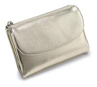 Générique Unisex Pebble Leather Wallet, Short Genuine Leather Purse for Coins and Cards, Compact Travel Card Holder (Silver-A)