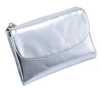 Générique Unisex Pebble Leather Wallet, Short Genuine Leather Purse for Coins and Cards, Compact Travel Card Holder (Silver)