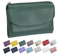 Générique Unisex Pebble Leather Wallet, Short Genuine Leather Purse for Coins and Cards, Multicolor Bifold Pocket Clutch Bags for Women & Men (Green)