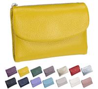 Générique Unisex Pebble Leather Wallet, Short Genuine Leather Purse for Coins and Cards, Multicolor Bifold Pocket Clutch Bags for Women & Men (Yellow)