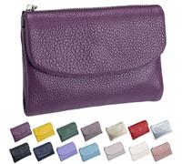 Générique Unisex Pebble Leather Wallet, Short Genuine Leather Purse for Coins and Cards, Multicolor Bifold Pocket Clutch Bags for Women & Men (Purple)