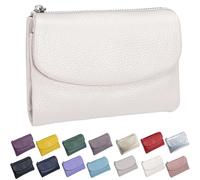 Générique Unisex Pebble Leather Wallet, Short Genuine Leather Purse for Coins and Cards, Multicolor Bifold Pocket Clutch Bags for Women & Men (White)