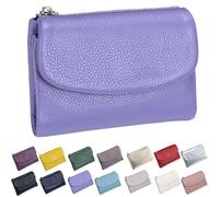 Générique Unisex Pebble Leather Wallet, Short Genuine Leather Purse for Coins and Cards, Multicolor Bifold Pocket Clutch Bags for Women & Men (Lavender Purple)