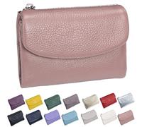 Générique Unisex Pebble Leather Wallet, Short Genuine Leather Purse for Coins and Cards, Multicolor Bifold Pocket Clutch Bags for Women & Men (Pink)
