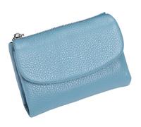 Générique Unisex Pebble Leather Wallet, Short Genuine Leather Purse for Coins and Cards, Multicolor Clutch for Women, Small Compact Bifold Pocket Purse, Unisex Wallet (Linen Blue)