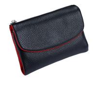 Générique Unisex Pebble Leather Wallet, Short Genuine Leather Purse for Coins and Cards, Multicolor Clutch for Women, Small Compact Bifold Pocket Purse, Unisex Wallet (Black with Red)