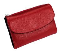 Générique Unisex Pebble Leather Wallet, Short Genuine Leather Purse for Coins and Cards, Multicolor Clutch for Women, Small Compact Bifold Pocket Purse, Unisex Wallet (Red with Black)