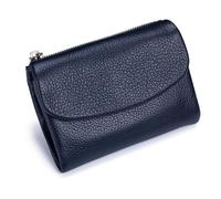 Générique Unisex Pebble Leather Wallet, Short Genuine Leather Purse for Coins and Cards, Soft Leathers Wallets for Women (Dark Blue)