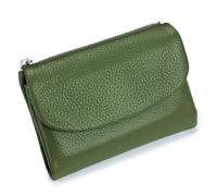 Générique Unisex Pebble Leather Wallet,Short Slim Soft Genuine Leather Purse with Credit Card Holder & Cash Slots,Small Compact Bifold Pocket Purse Multicolor, for Men & Women (Green)