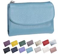 Générique Unisex Pebble Leather Wallet, Small Wallets for Women, with Coin Holder, Credit Card Slots & Zippered Pockets, Natural Stone Texture, Multicolor (Lake Blue)