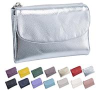Générique Unisex Pebble Leather Wallet, Small Wallets for Women, with Coin Holder, Credit Card Slots & Zippered Pockets, Natural Stone Texture, Multicolor (Silver)