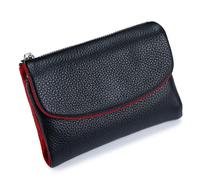 Générique Unisex Pebble Leather Wallet, Unisex Soft Pebble Leather Wallet, Women Clutch Bags, Can Hold Coins, Id Cards (Black-Red)