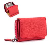Générique Unisex Pebble Leather Wallet, Women Wallet, Soft Compact RFID Blocking Card Holder with Zipper Coin Pocket, Credit Card Holder for Women, Small Purse for Men and Women (Red)