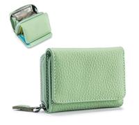 Générique Unisex Pebble Leather Wallet, Women Wallet, Soft Compact RFID Blocking Card Holder with Zipper Coin Pocket, Credit Card Holder for Women, Small Purse for Men and Women (Light Green)
